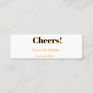 Cheers 21st birthday add name date simple minimal calling card