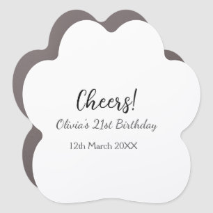 Cheers 21st birthday add name date simple minimal  car magnet