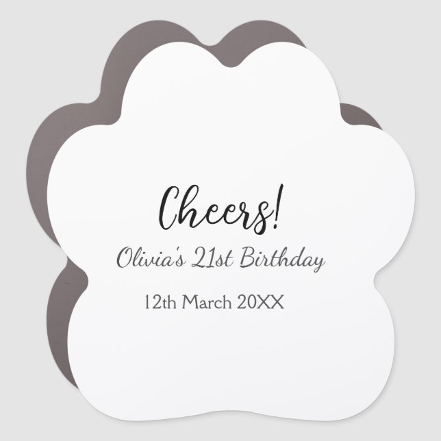 Cheers 21st birthday add name date simple minimal  car magnet (Front)