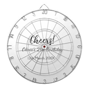 Cheers 21st birthday add name date simple minimal  dart board