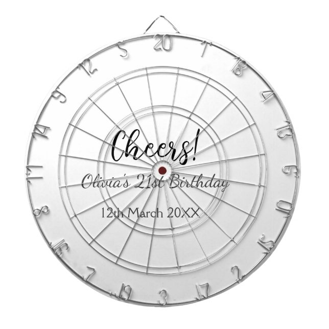 Cheers 21st birthday add name date simple minimal  dart board (Front)