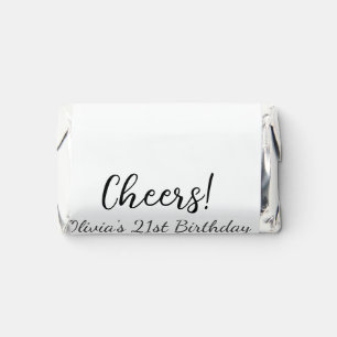 Cheers 21st birthday add name date simple minimal  hershey's miniatures