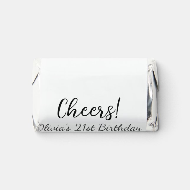 Cheers 21st birthday add name date simple minimal  hershey's miniatures (Front)