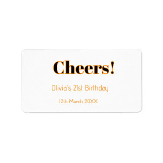 Cheers 21st birthday add name date simple minimal label