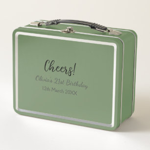 Cheers 21st birthday add name date simple minimal metal lunch box