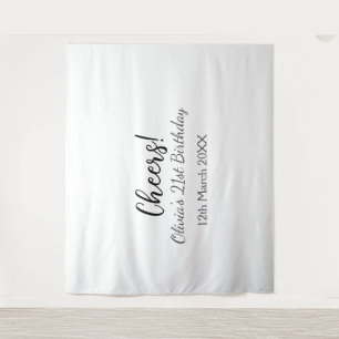 Cheers 21st birthday add name date simple minimal tapestry