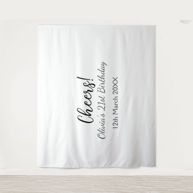 Cheers 21st birthday add name date simple minimal  tapestry (Front)