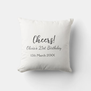Cheers 21st birthday add name date simple minimal  throw pillow