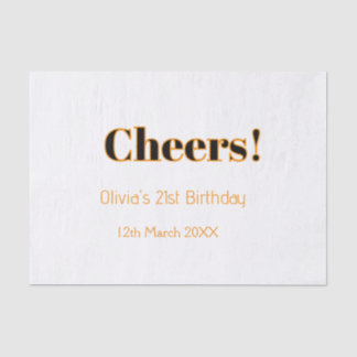 Cheers 21st birthday add name date simple minimal tissue paper