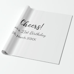 Cheers 21st birthday add name date simple minimal wrapping paper
