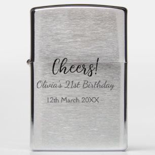 Cheers 21st birthday add name date simple minimal  zippo lighter