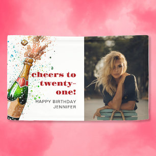 Cheers 21st Birthday Champagne Photo Banner