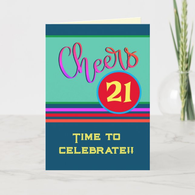 Cheers 21st Birthday Fun Customized Birthday Card (Front)