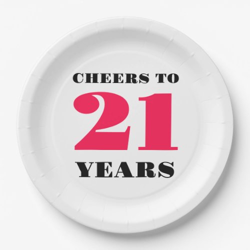 Cheers 21st Birthday Paper Plates