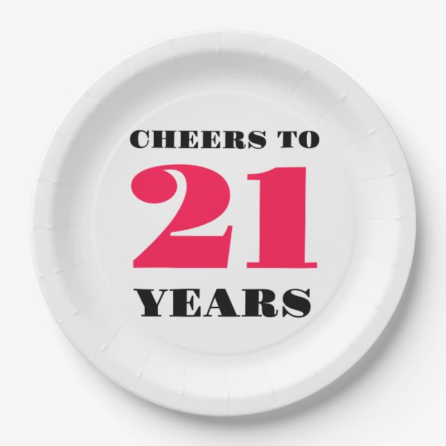 Cheers 21st Birthday Paper Plates (Front)