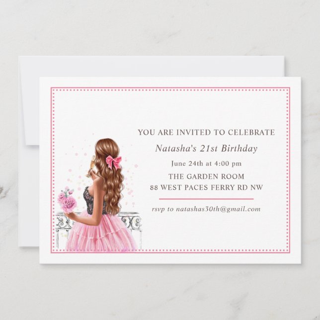 Cheers 21st Birthday Pink Champagne Invitation (Front)