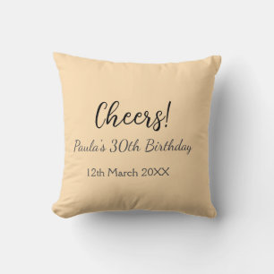 Cheers 30th birthday add name date simple minimal throw pillow