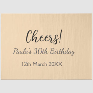 Cheers 30th birthday add name date simple minimal tissue paper