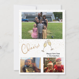 Cheers! 3 Photo New Years Card