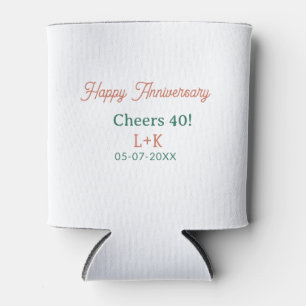 Cheers 40 happy anniversary orange green name date can cooler