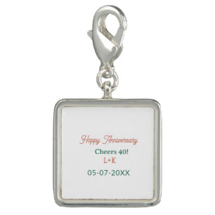 Cheers 40 happy anniversary orange green name date charm