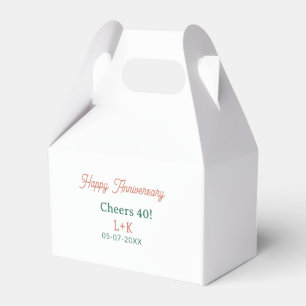 Cheers 40 happy anniversary orange green name date favor boxes