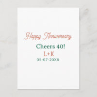 Cheers 40 happy anniversary orange green name date