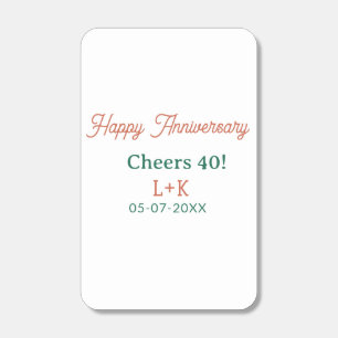 Cheers 40 happy anniversary orange green name date matchboxes