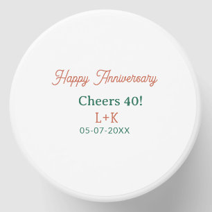 Cheers 40 happy anniversary orange green name date mini candle favors
