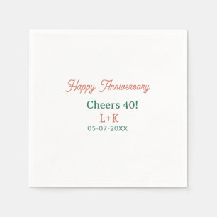 Cheers 40 happy anniversary orange green name date napkins