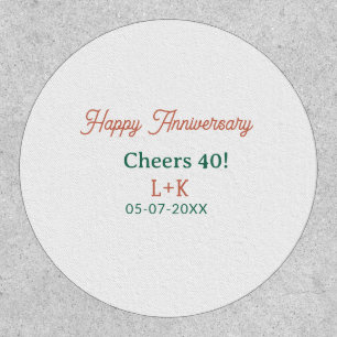 Cheers 40 happy anniversary orange green name date patch