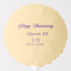 Cheers 40 happy anniversary purple orange pastel n balloon