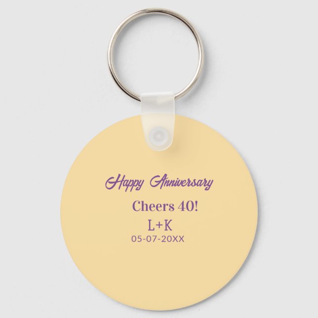 Cheers 40 happy anniversary purple orange pastel n keychain (Front)