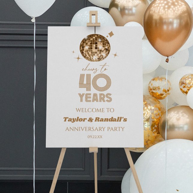 Cheers 40 Years Wedding Anniversary Welcome Sign (Creator Uploaded)