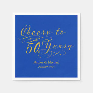 Cheers 50 Years Blue 50th Wedding Anniversary Napkins