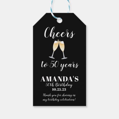 Cheers 50th Birthday Favor  Gift Tags