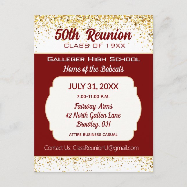 Cheers!  50th Class Reunion Invitation  Postcard (Front)