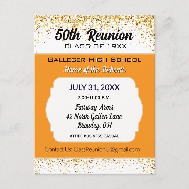 Cheers!  50th Class Reunion Invitation  Postcard (Front)