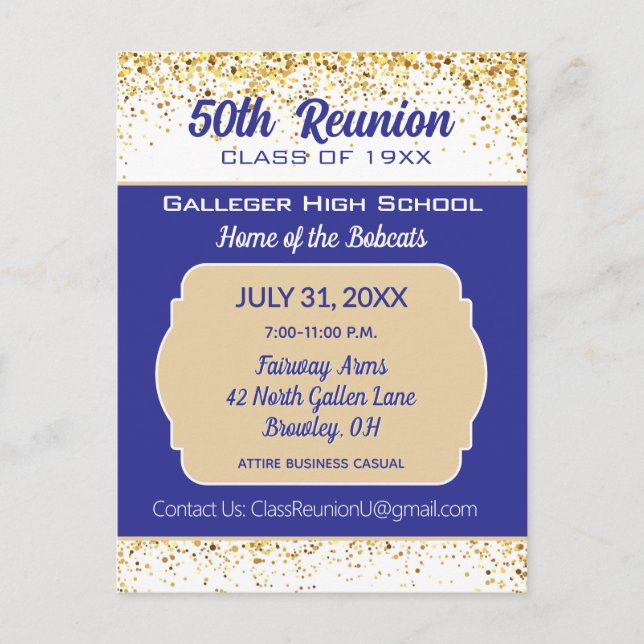Cheers!  50th Class Reunion Invitation  Postcard (Front)