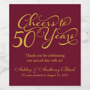 Cheers 50th Wedding Anniversary Personalized Wine Label