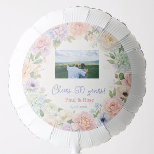 cheers 60 years purple pink pastel floral photo na balloon