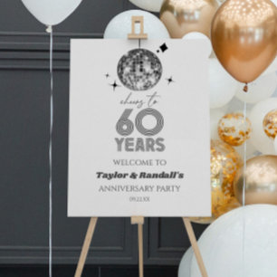 Cheers 60 Years Wedding Anniversary Welcome Sign