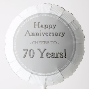 Cheers 70th Wedding Anniversary Dark Platinum Name Balloon