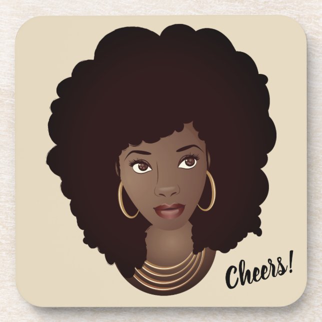 Cheers! | African American Beauty Beverage Coaster (Front)
