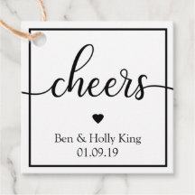Cheers Alcohol Wine Spirit Wedding Favor Tag