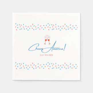 Cheers America! - July Fourth Cocktail Napkins