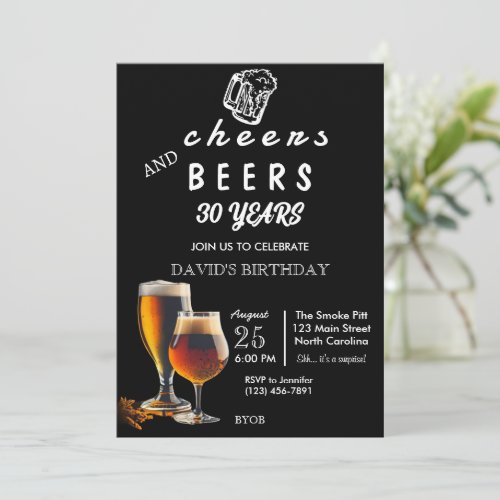 Cheers and beer birthday 30th invitation