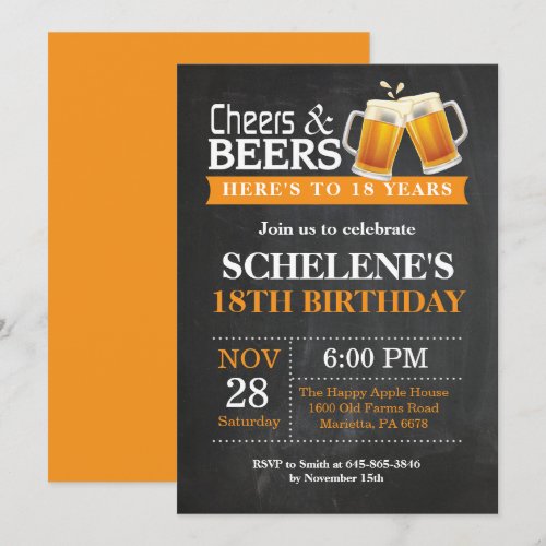 Cheers and Beers 18th Birthday Invitation Card