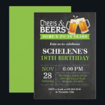 Cheers and Beers 18th Birthday Invitation Card<br><div class="desc">Cheers and Beers 18th Birthday Invitation Card. Adult Birthday. Green. 16th 18th 20th 21st 30th 40th 50th 60th 70th 80th 90th 100th. Any Age. For further customization,  please click the "Customize it" button and use our design tool to modify this template.</div>