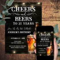 Cheers and Beers 21st Birthday Bar Lights Invitati Invitation